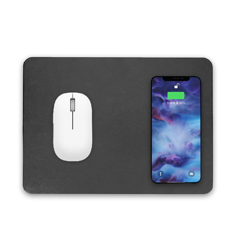 Mouse Pad Cuero Sintético Con Cargador Inalámbrica 10w